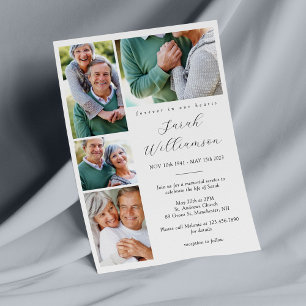 Forever in Our Hearts 4 Photo Collage Funeral Invitation