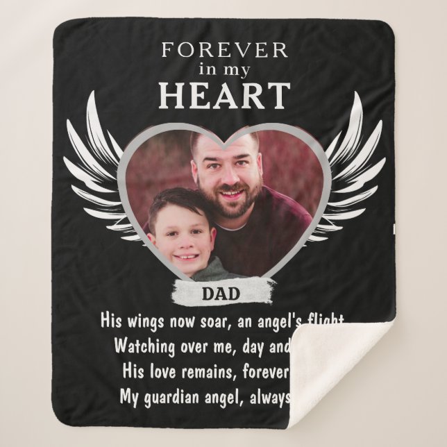 Forever In Our Hearts Angel Memorial Keepsake Soft Sherpa Blanket (Front)