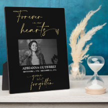 Forever in Our Hearts Black Gold Photo Memorial