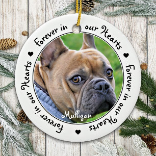 Forever in our Hearts Black Photo Pet Memorial Ceramic Tree Decoration