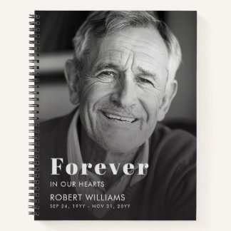 Forever In Our Hearts Black & White Funeral Notebook