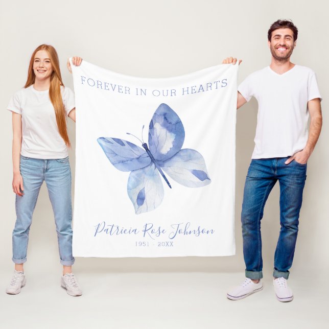 Forever in Our Hearts Butterfly Custom Tribute Fleece Blanket (In Situ)