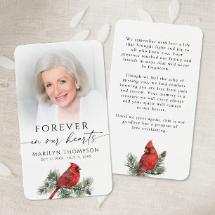 Forever in Our Hearts Cardinal Funeral Prayer Card