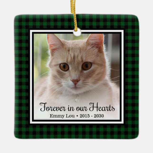 Forever In Our Hearts Cat Ceramic Ornament (Front)