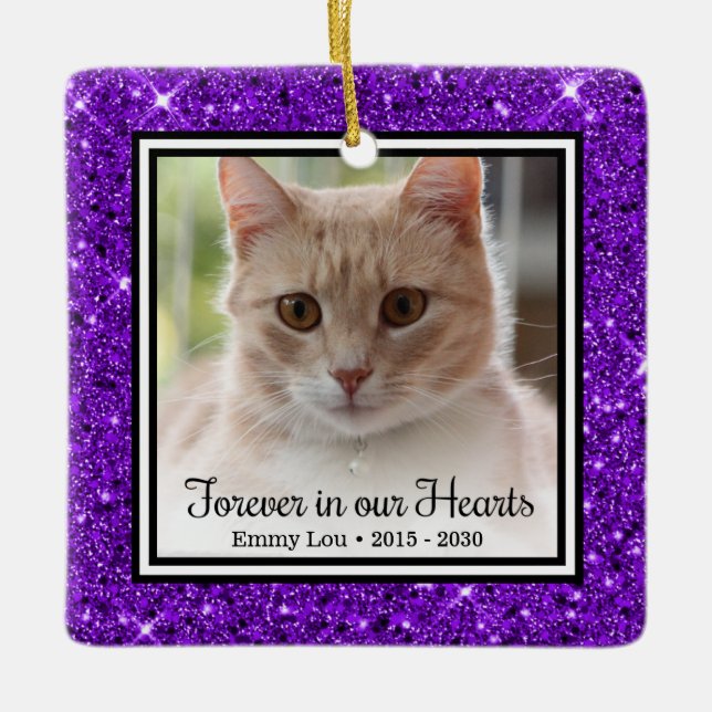 Forever In Our Hearts Cat Ceramic Ornament (Front)