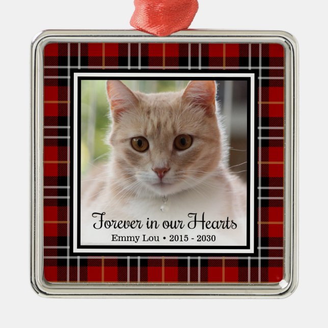 Forever In Our Hearts Cat Metal Tree Decoration (Front)