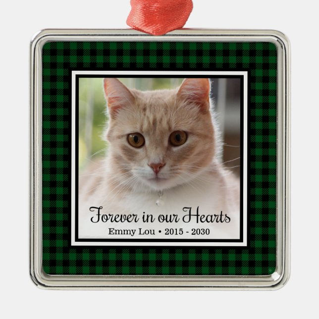 Forever In Our Hearts Cat Metal Tree Decoration (Front)