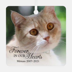Forever In Our Hearts Cat Photo Metal Tree Decoration