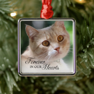 Forever In Our Hearts Cat Photo Metal Tree Decoration