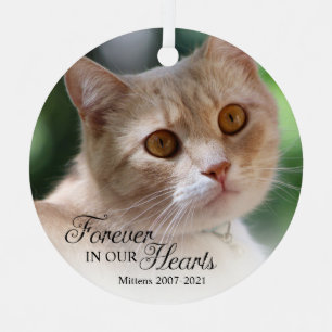 Forever In Our Hearts Cat Photo Metal Tree Decoration