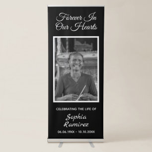 Forever In Our Hearts Celebration Of Life Funeral Retractable Banner