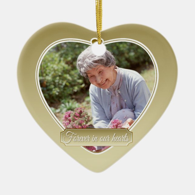Forever in our Hearts Christmas-Gold Ceramic Tree Decoration (Front)