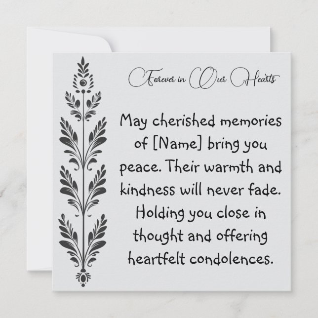 Forever in Our Hearts Condolences Card (Front)