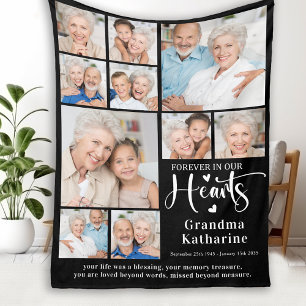 Forever in our Hearts Custom 10 Pictures Memorial Fleece Blanket