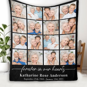 Forever in our Hearts Custom 16 Pictures Memorial Fleece Blanket