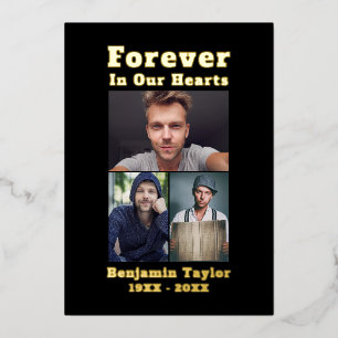 Forever In Our Hearts Custom 3 Photo Black Gold