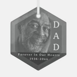 FOREVER in our Hearts Dad Photo Memorial Glass Tree Decoration