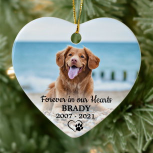 Forever in our Hearts Dog 2 Photo Pet Memorial Ceramic Tree Decoration