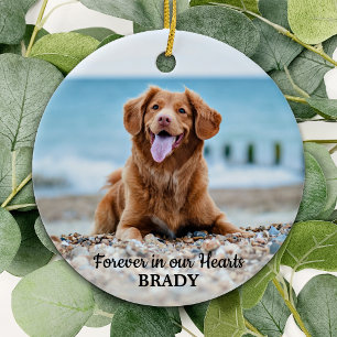 Forever in our Hearts - Dog 2 Photo Pet Memorial Ceramic Tree Decoration