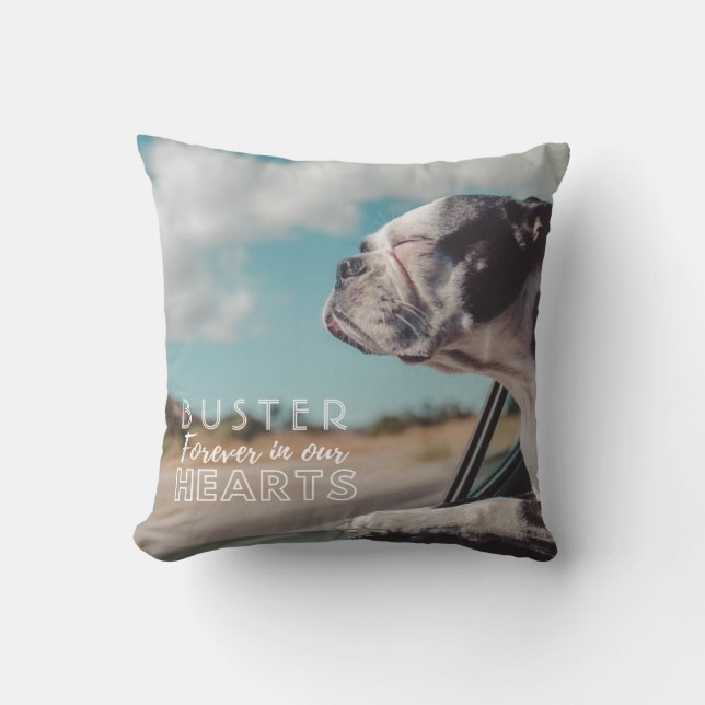 Forever in Our Hearts Dog Pet Photo Memorial Cushion (Front)