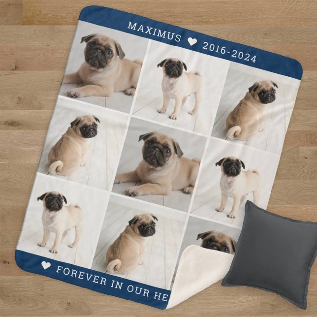 Forever in Our Hearts Dog Photo Collage Memorial Sherpa Blanket (Creator Uploaded)