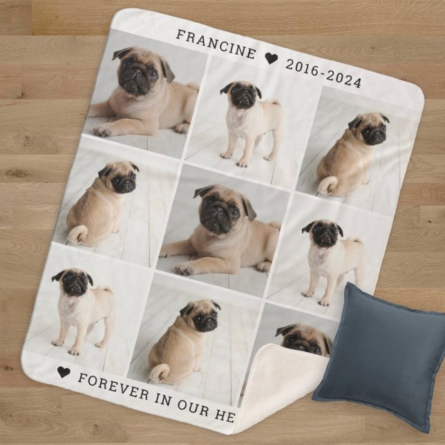 Forever in Our Hearts Dog Photo Collage Memorial Sherpa Blanket (Creator Uploaded)