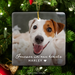 Forever In Our Hearts Dog Photo Keepsake Memorial Ceramic Ornament