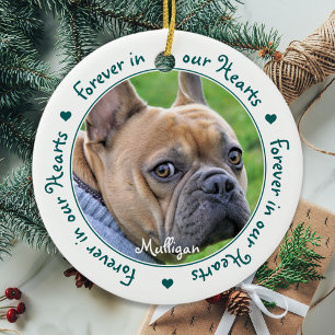 Forever in our Hearts Dog Photo Pet Memorial Ceramic Tree Decoration