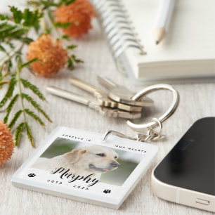 Forever In Our Hearts Dog Photo Pet Memorial Key Ring