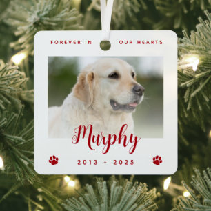 Forever In Our Hearts Dog Photo Pet Memorial Metal Tree Decoration