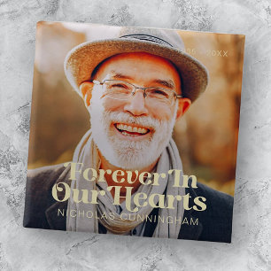 Forever In Our Hearts Elegant Photo Memorial 15 Cm Square Badge