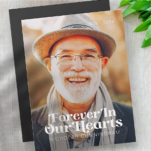 Forever In Our Hearts Elegant Photo Memorial Card