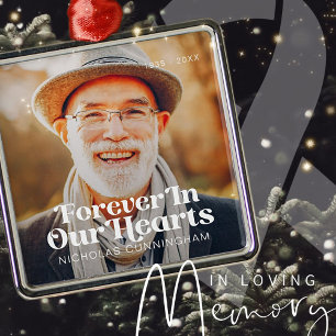 Forever In Our Hearts Elegant Photo Memorial Metal Tree Decoration