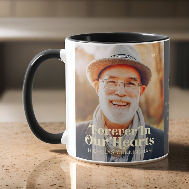 Forever In Our Hearts Elegant Photo Memorial Mug (Creator Uploaded)