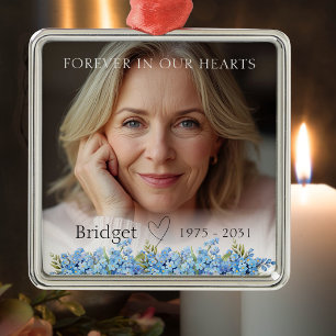 Forever In Our Hearts Forget-me-nots Remembrance Metal Tree Decoration