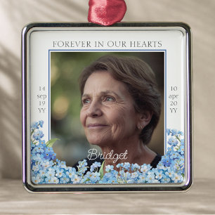 Forever In Our Hearts Forget-me-nots Remembrance Metal Tree Decoration