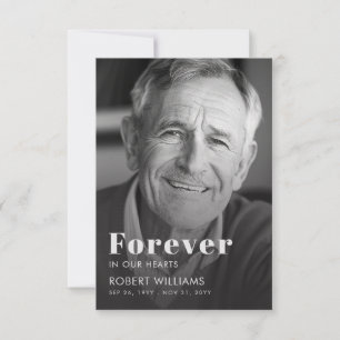 Forever In Our Hearts Funeral Black & White Photo Invitation