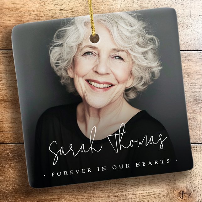 Forever in our hearts funeral memorial black ceramic ornament (Forever in our hearts funeral memorial black ceramic ornament
)