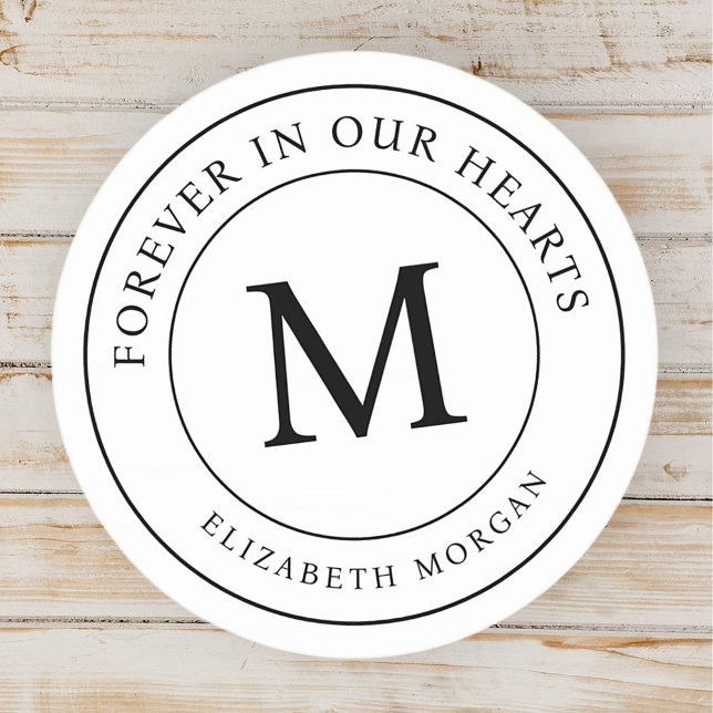 Forever in our Hearts Funeral Memorial Modern Classic Round Sticker (Creator Uploaded)