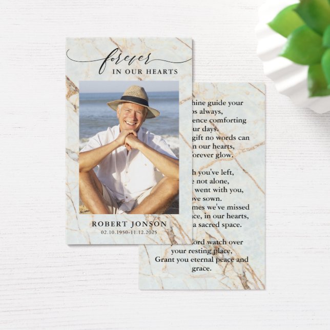 Forever In our Hearts Funeral Memorial Prayer Card (Desk)