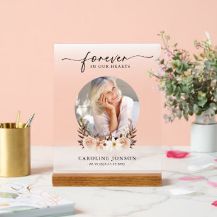 Forever in Our Hearts Funeral Memorial Service Acrylic Sign