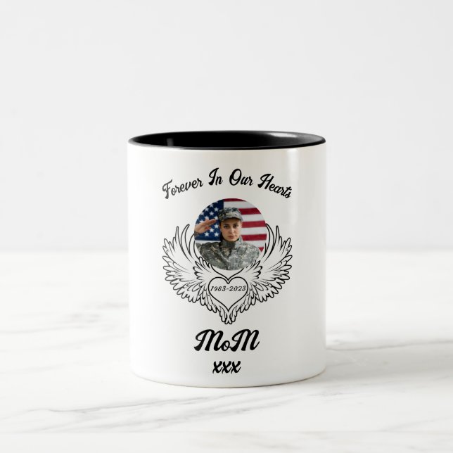Forever In Our Hearts Funeral Photo Memorial Mug (Center)