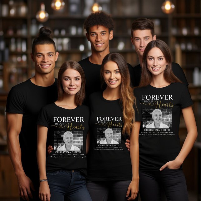 Forever in our hearts Funeral Photo Memorial  Tri- Tri-Blend Shirt (Creator Uploaded)