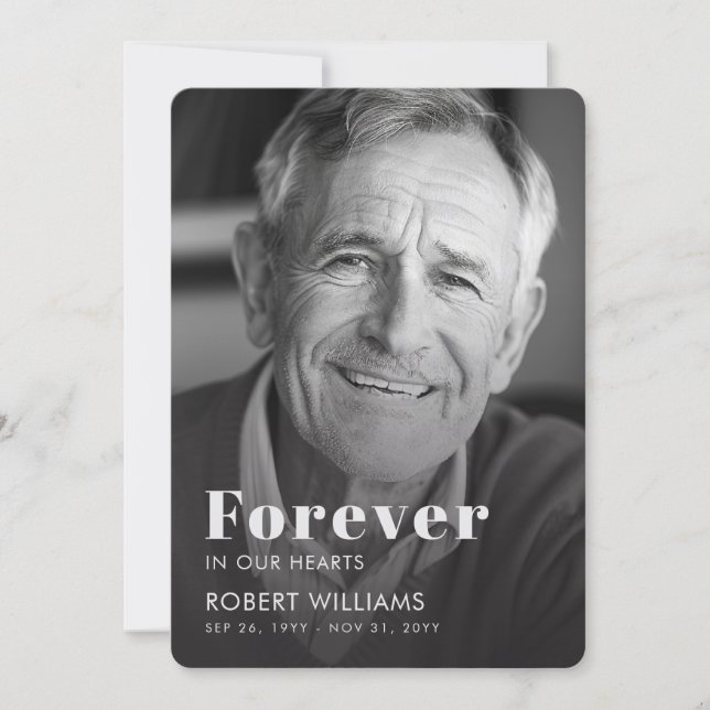 Forever In Our Hearts Funeral Photo Program Invitation (Front)
