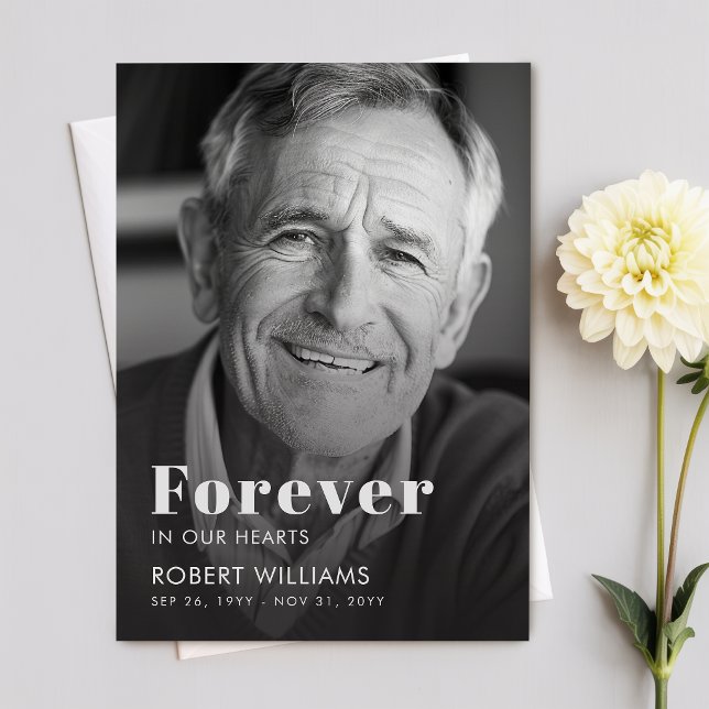 Forever In Our Hearts Funeral Photo Program Invitation (Creator Uploaded)