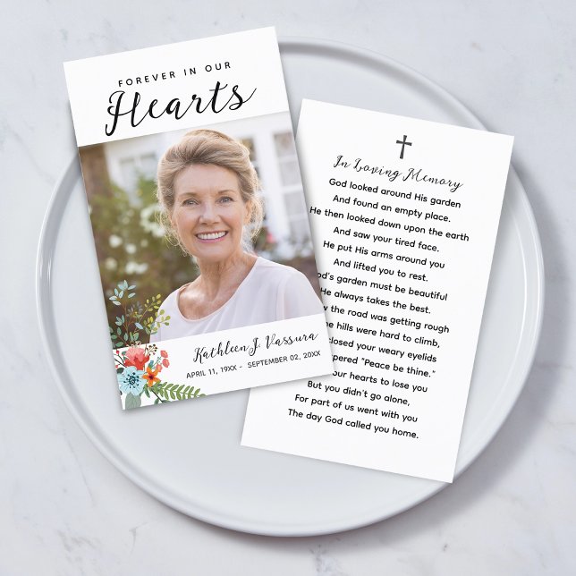 Forever In Our Hearts Funeral Prayer Photo Card (Forever In Our Hearts Funeral Prayer Photo Card)