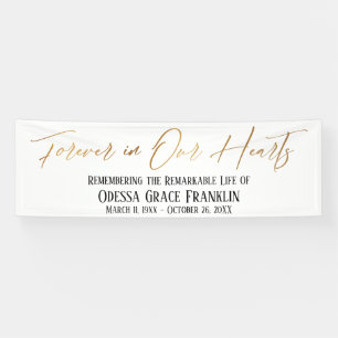 Forever in Our Hearts Gold Handwriting Typography Banner