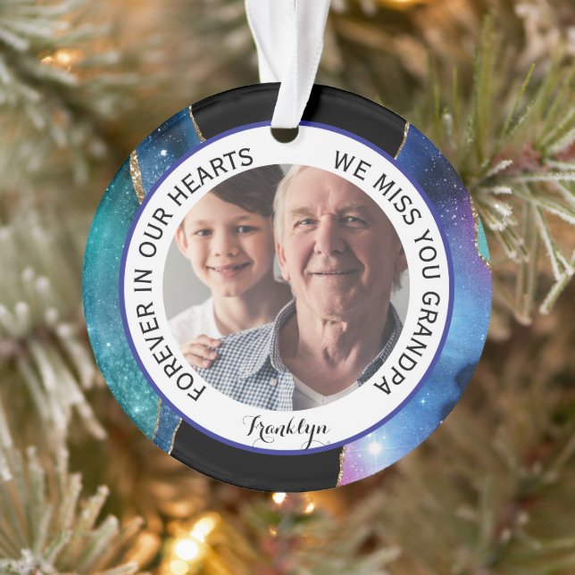 Forever in Our Hearts Grandpa Modern Ornament (Tree)