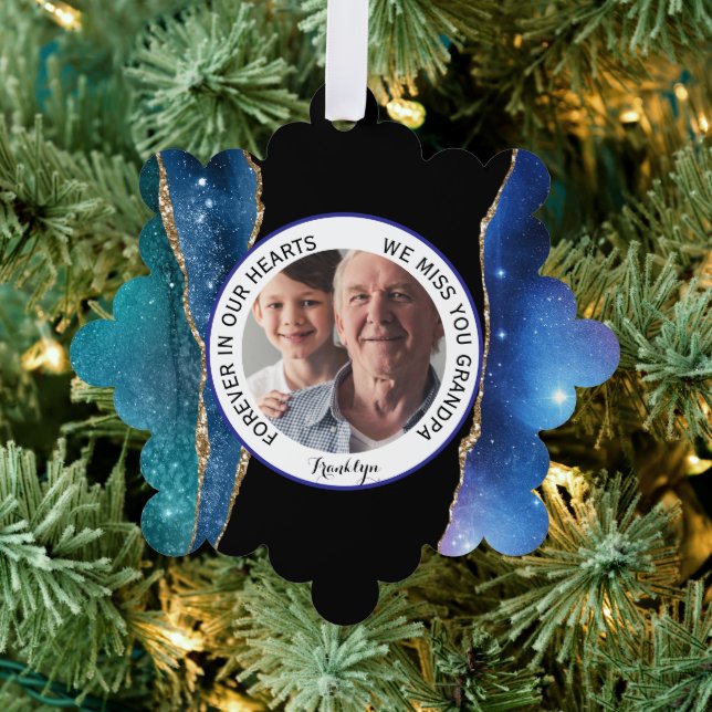 Forever in Our Hearts Grandpa Modern Tree Decoration Card (Insitu (Tree))