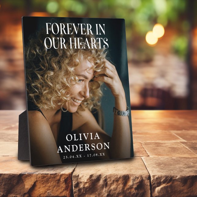 Forever in our Hearts Grave Photo Memorial Tribute Plaque (Creator Uploaded)
